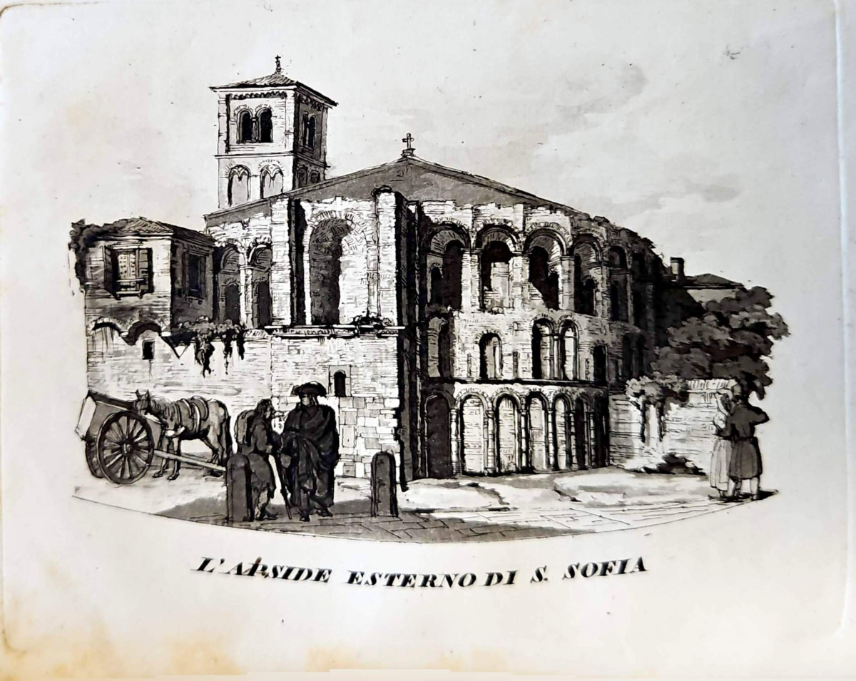 Abside esterna di Santa Sofia, incisione da Pietro Chevalier