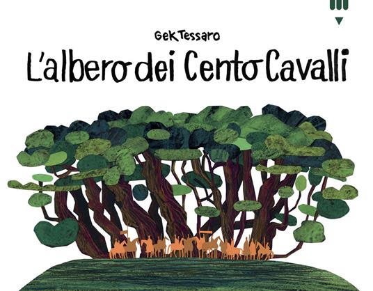 L'ALBERO DEI CENTO CAVALLI, Gek Tessaro È un albero millenario, quello dei Cento Cavalli. Silenzioso e fiero ha viaggiato tanto, anche se non si è mai mosso. Restando fermo, ha incontrato il mondo. Nella sua lunga vita ha visto passare davanti a sé animali, uomini e donne, bambini, aerei, navi, insetti. Ha resistito a guerre, eruzioni, incendi, agli attacchi del tempo, delle intemperie e dell'uomo. Le tavole si riempiono di decorazioni, forme, colori e stili diversi, che mutano di pari passo col tempo che scorre. Lo sguardo millenario dell'albero ci racconta la Storia e le storie, smaschera le assurdità degli esseri umani, mostra un nuovo punto di vista sulle cose. L'albero che ha ispirato questa storia esiste davvero. È uno degli alberi più antichi e grandi al mondo e si trova lungo il pendio che porta all'Etna, a Sant'Alfio di Catania. Ha 2200 anni. La sua storia si fonde con la leggenda, cui deve il nome. Si narra infatti che una notte, durante un tremendo temporale, la regina Giovanna d'Aragona, i suoi cento cavalieri e i loro cento destrieri siano riusciti a trovare tutti riparo sotto le immense fronde del castagno. Età di lettura +8 albero_dei_cento_cavalli.jpg