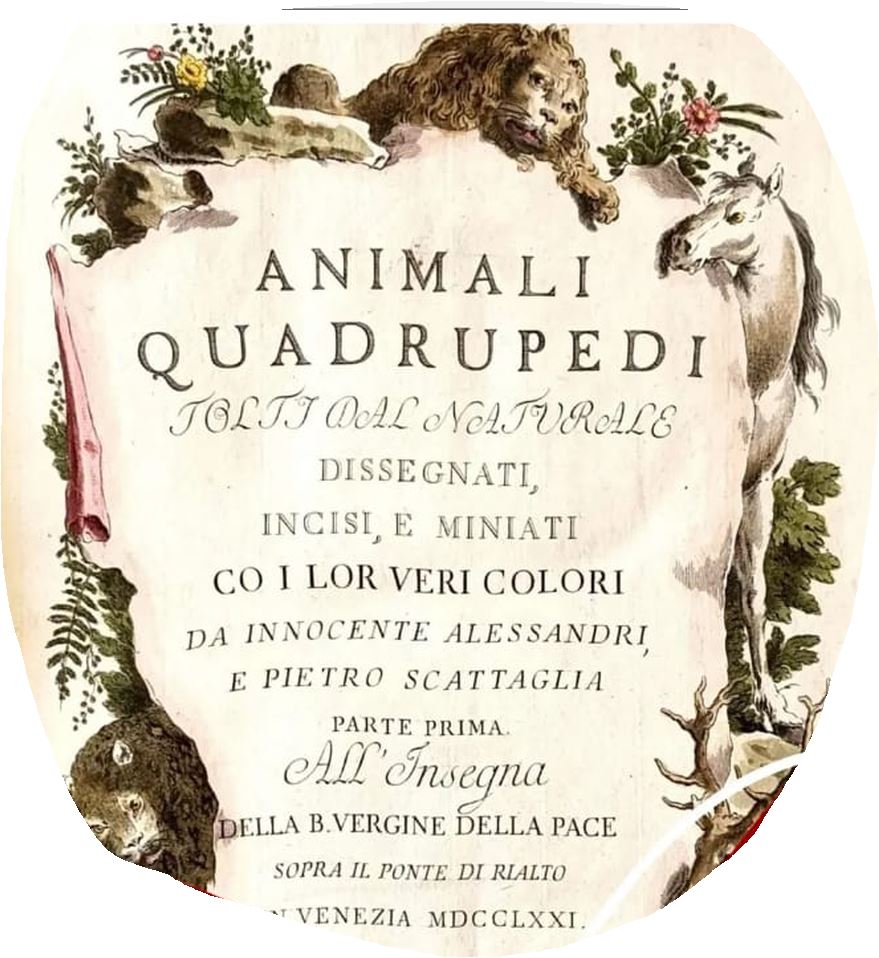Frontespizio dell'opera Animali quadrupedi dal naturale