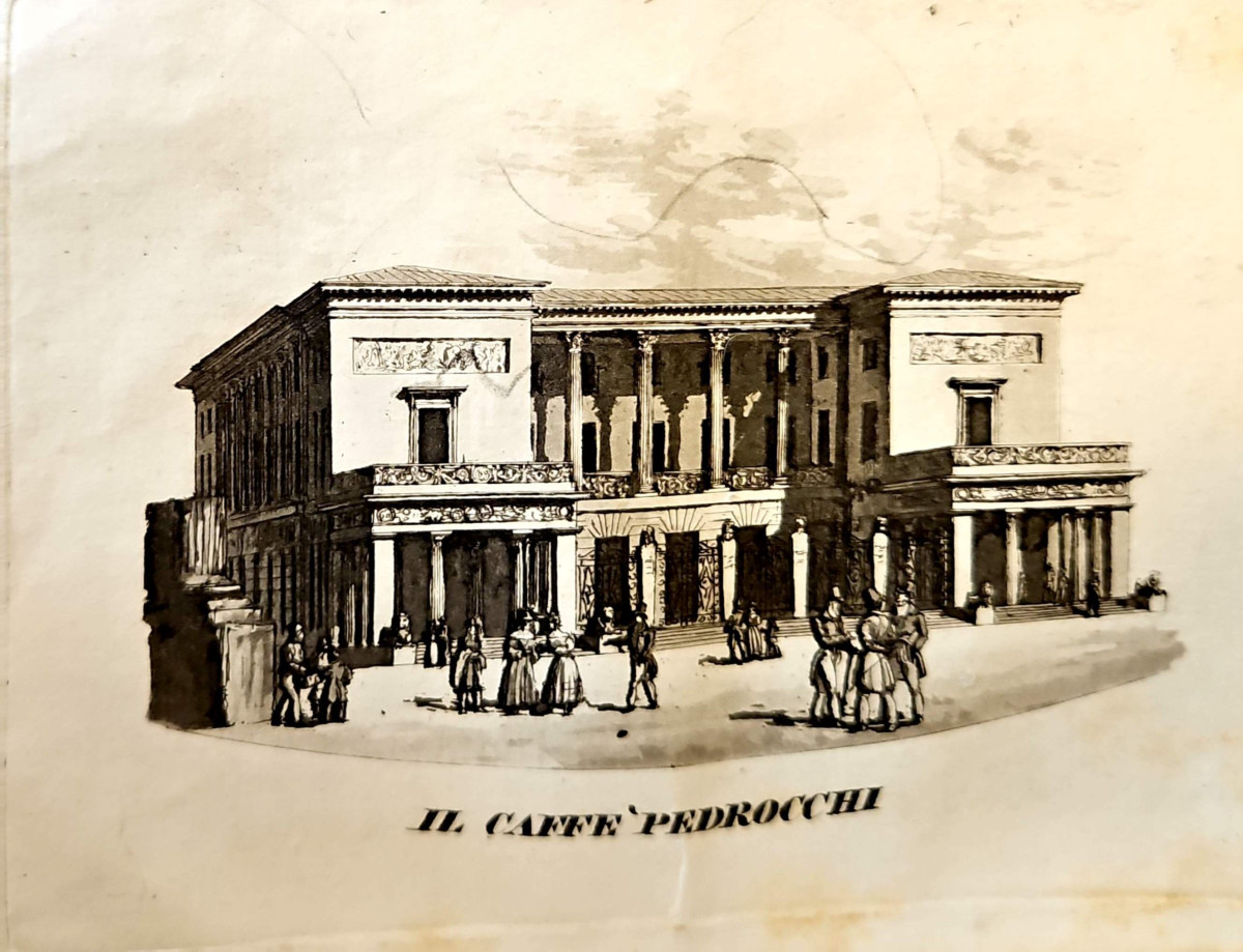 Il Caffè Pedrocchi, incisione da Pietro Chevalier