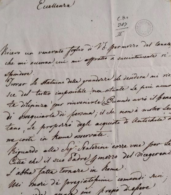 Lettera autografa di Antonio Canova - Pagina 1