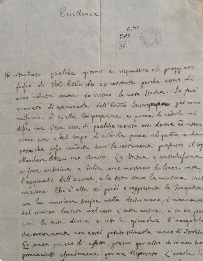Lettera autografa di Antonio Canova