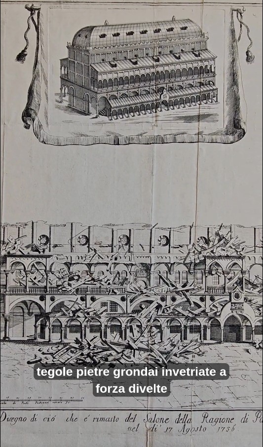 Disegno di ciò che è rimasto del Salone della Ragione