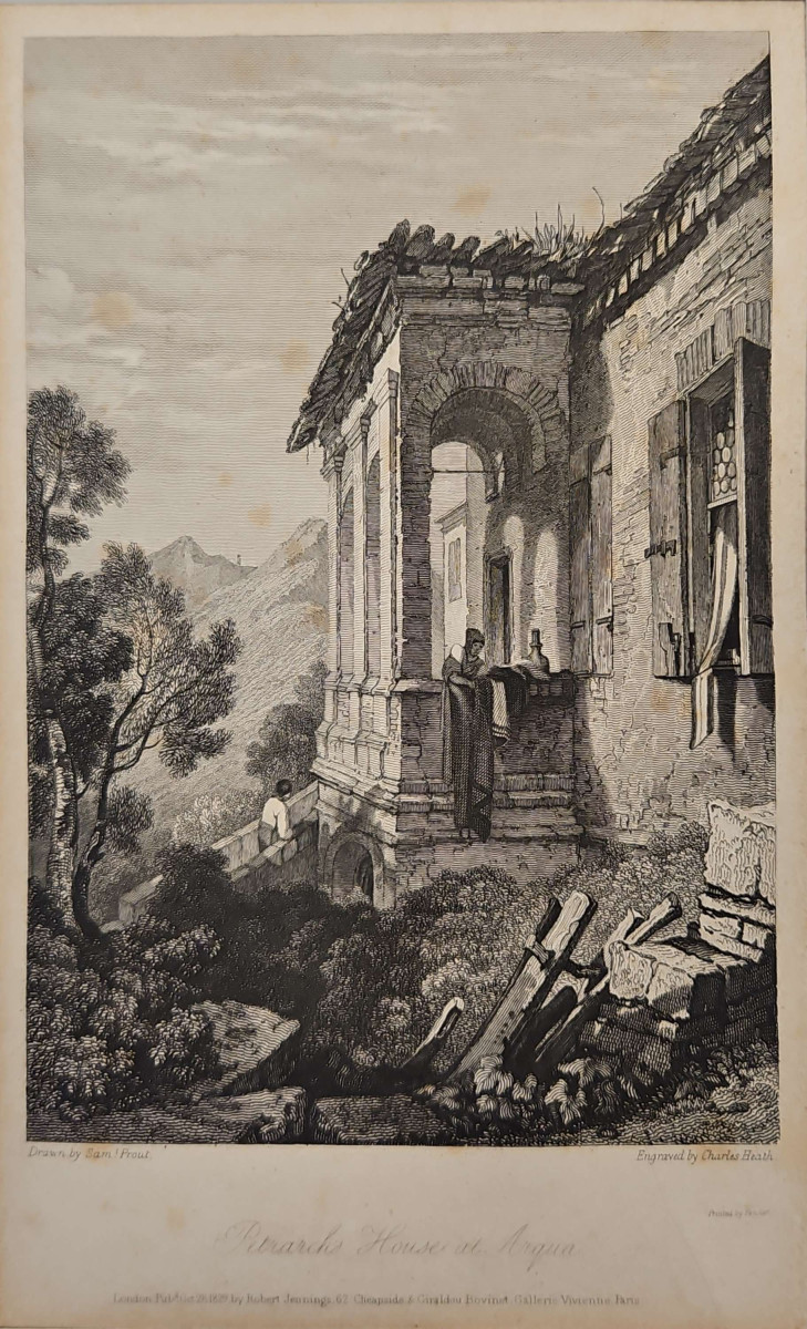 Petrarch's House at Arquà, acquaforte di Samuel Prout